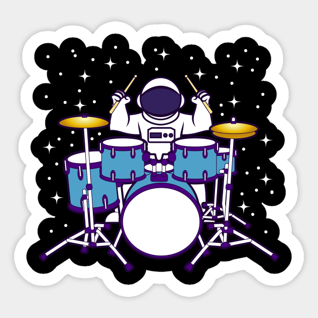 Drummer Astronaut Space Stick Drums Sticker by QQdesigns